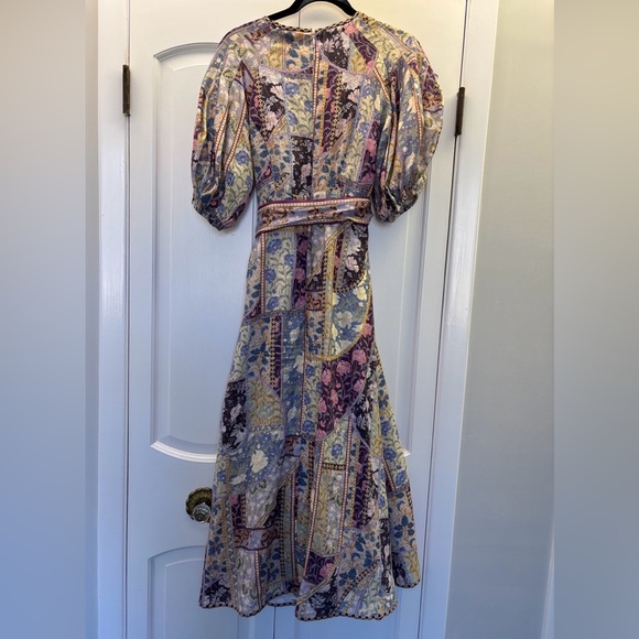 ZIMMERMANN CELESTIAL DAY MIDI Linen DRESS IN LAVENDER SWIRL FLORAL Size 0 US 4 - Picture 11 of 11